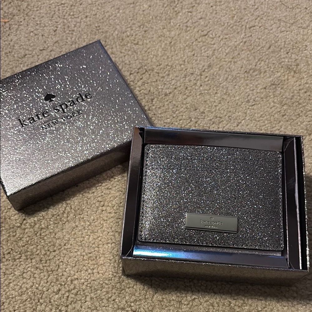 NEW**Kate Spade Black Glitter Card Case